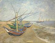 Vincent Van Gogh Fishing Boats on the Beach at Saintes-Maries (nn04) USA oil painting artist